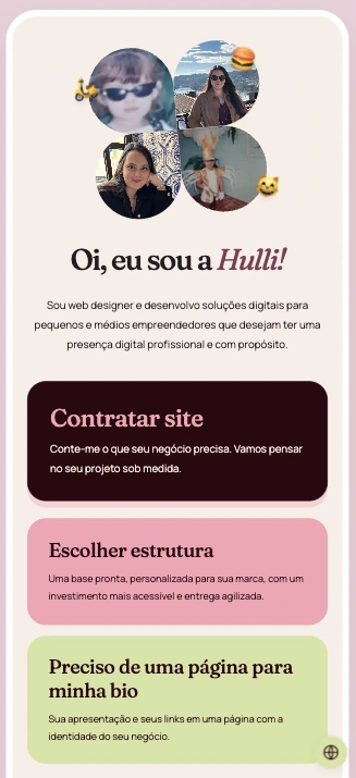Página bio atual de Hulli Diniz